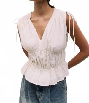 NEW MOD REF v-neck tank top with string detail in white